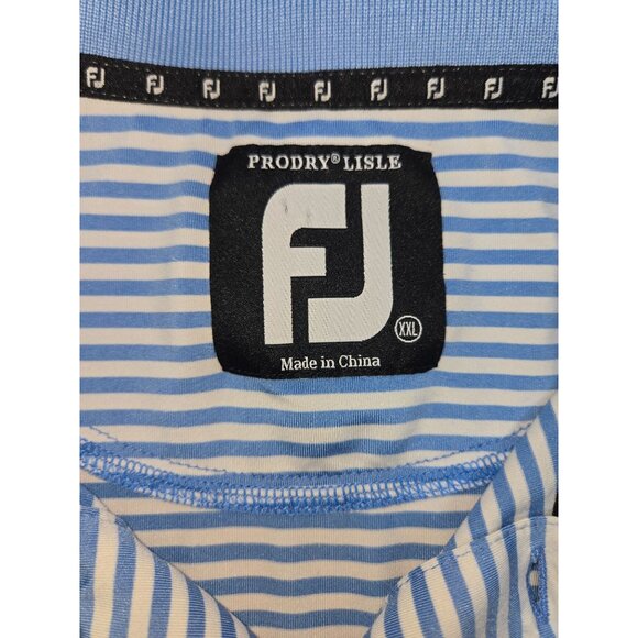 Footjoy FJ Mens Lisle Blue & White Striped Polo XXL - Picture 5 of 8